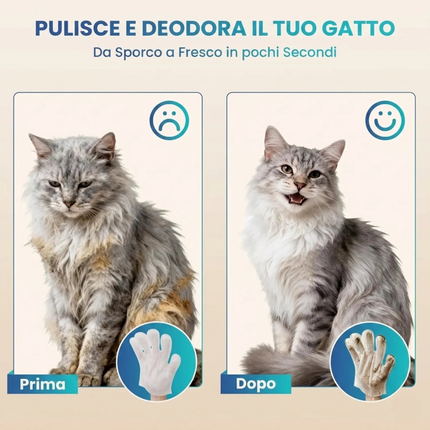 Guanti Detergenti Senza Risciacquo per Cani e Gatti