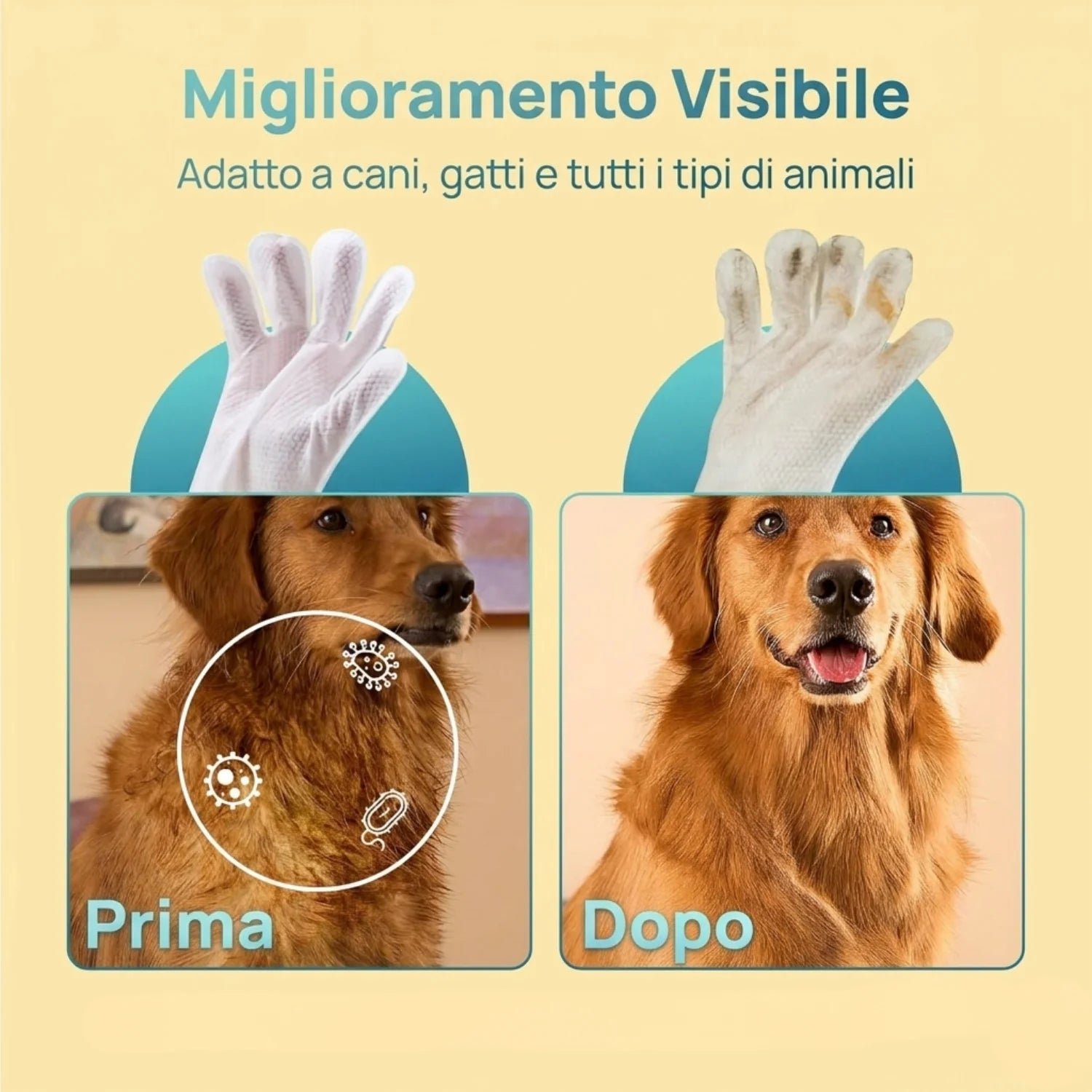 Guanti Detergenti Senza Risciacquo per Cani e Gatti