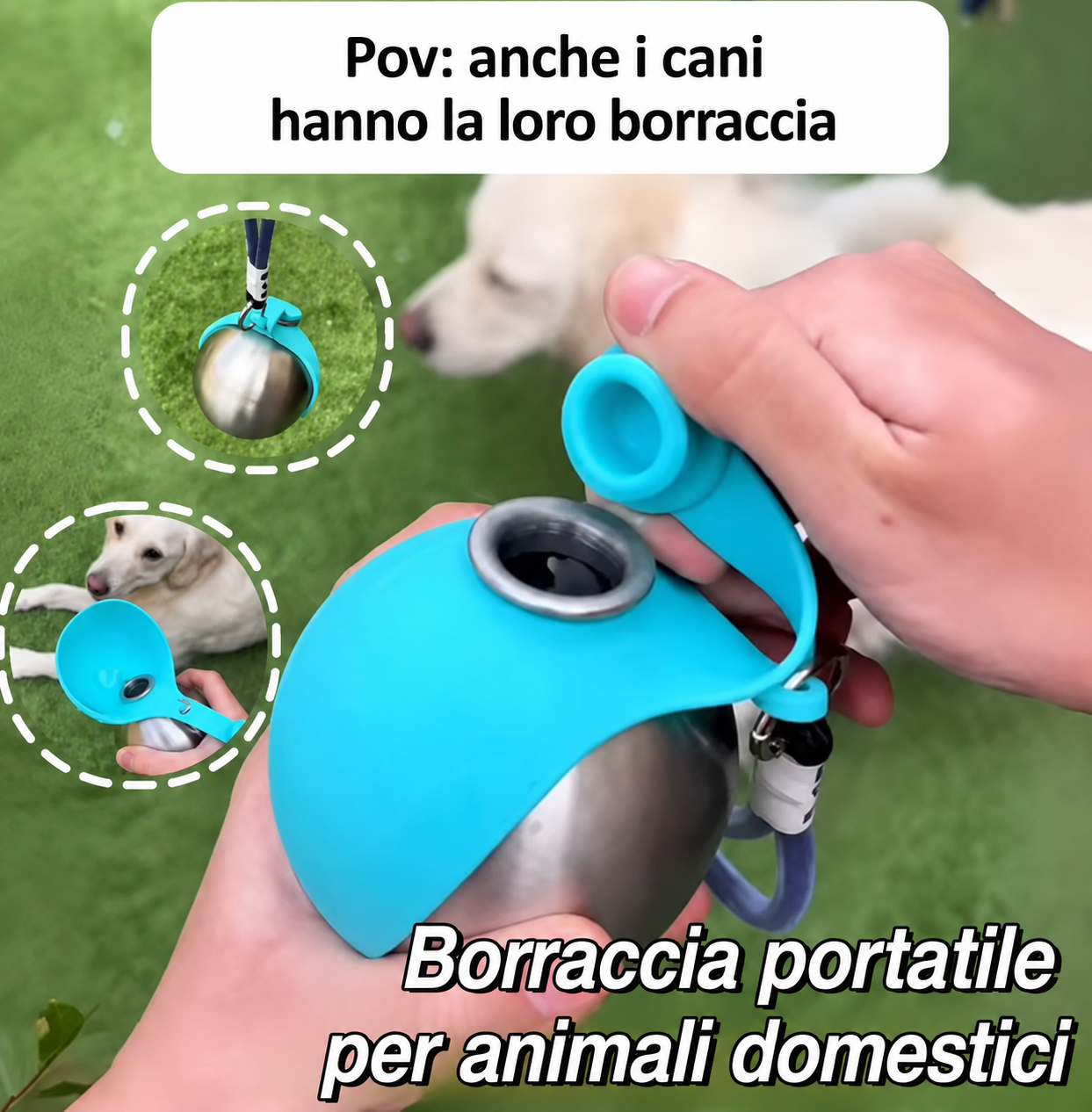 Borraccia Portatile per Cani con Ciotola Integrata 2 in 1