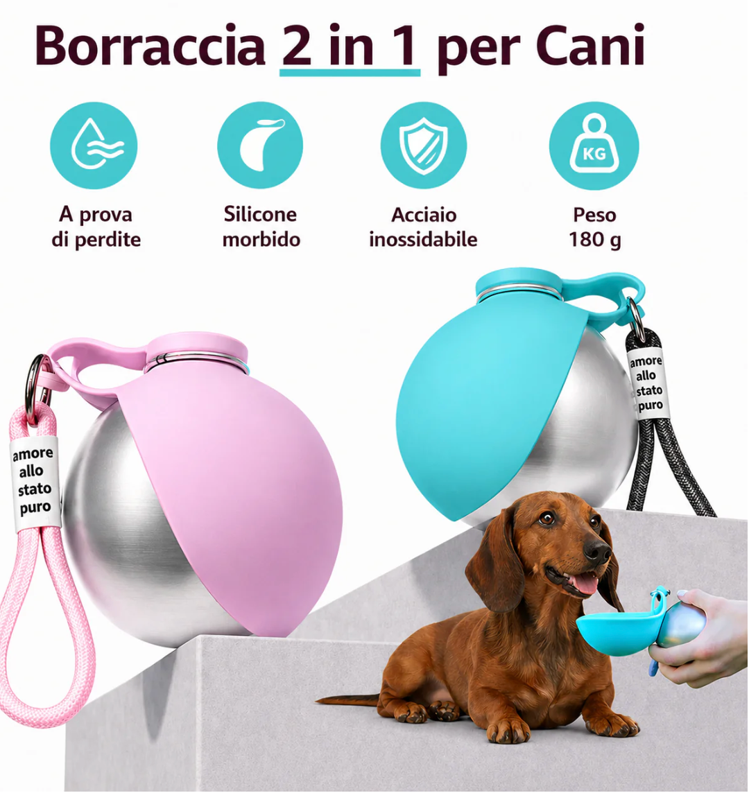 Borraccia 2 in 1 per cani
